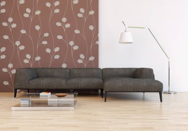 modern parlak iç mekan 3D resimleme