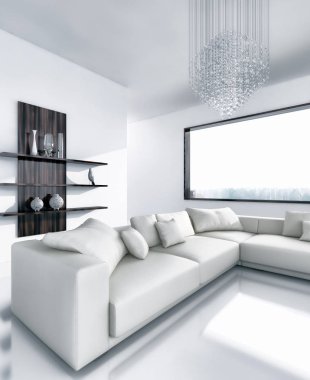 modern parlak iç mekan 3D resimleme