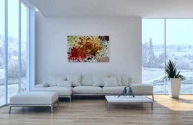 modern parlak iç mekan 3D resimleme