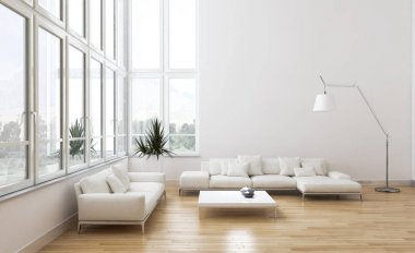 modern parlak iç mekan 3D resimleme