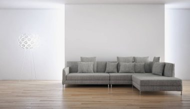 modern parlak iç mekan 3D resimleme