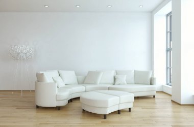 modern parlak iç mekan 3D resimleme