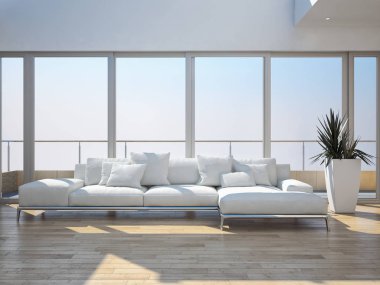 modern parlak iç mekan 3D resimleme