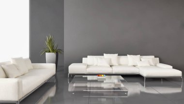 modern parlak iç mekan 3D resimleme