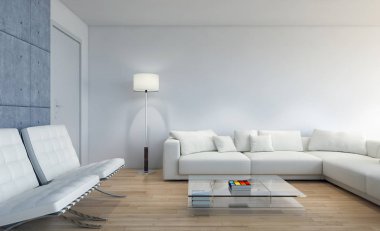 modern parlak iç mekan 3D resimleme