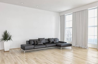 modern parlak iç mekan 3D resimleme