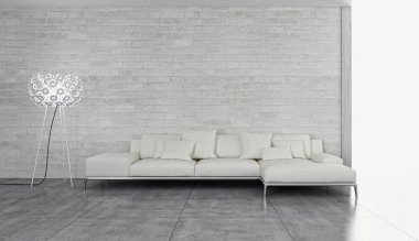 modern parlak iç mekan 3D resimleme