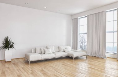 modern parlak iç mekan 3D resimleme