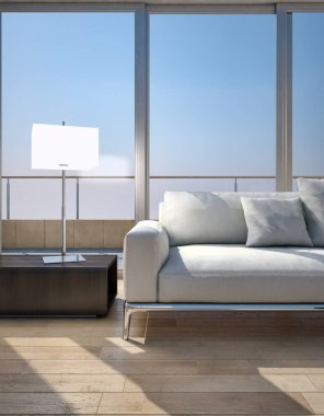 modern parlak iç mekan 3D resimleme