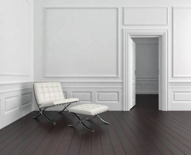 modern parlak iç mekan 3D resimleme