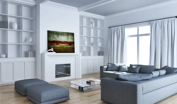 Modern helder interieur 3d rendering illustratie — Stockfoto