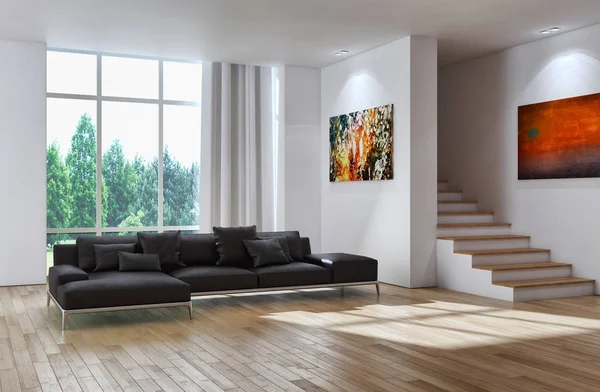 Modern helder interieur 3d rendering illustratie — Stockfoto