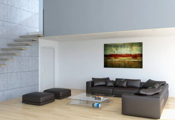 Moderno interiores brilhantes 3d renderização ilustração — Fotografia de Stock