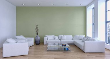 modern parlak iç mekan 3D resimleme