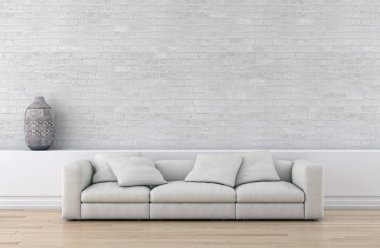 modern parlak iç mekan 3D resimleme