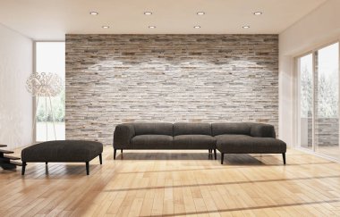 modern parlak iç mekan 3D resimleme