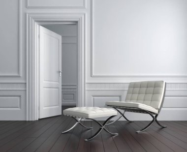 modern parlak iç mekan 3D resimleme