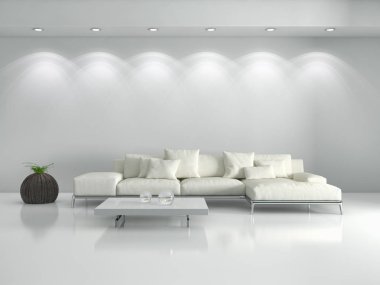 modern parlak iç mekan 3D resimleme
