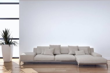 modern parlak iç mekan 3D resimleme