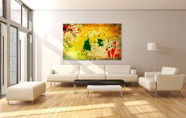 modern parlak iç mekan 3D resimleme