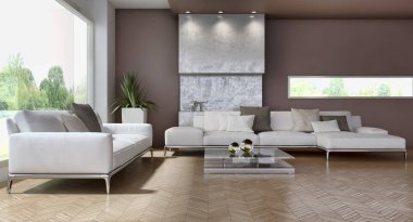 modern parlak iç mekan 3D resimleme