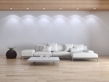 modern parlak iç mekan 3D resimleme