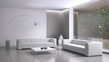 modern parlak iç mekan 3D resimleme