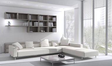 modern parlak iç mekan 3D resimleme