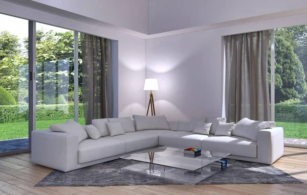 Modern helder interieur 3d rendering illustratie — Stockfoto