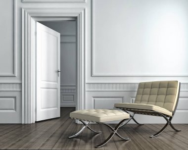 modern parlak iç mekan 3D resimleme