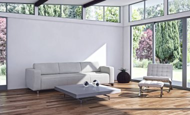 modern parlak iç mekan 3D resimleme