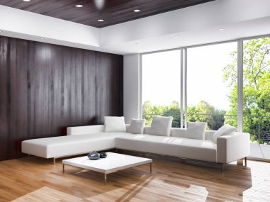 modern parlak iç mekan 3D resimleme