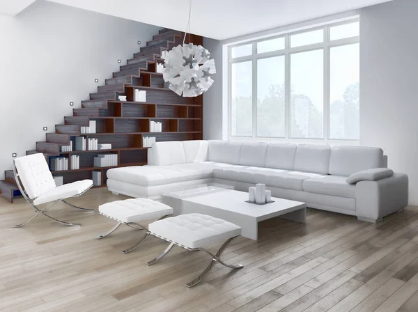 Modern helder interieur 3d rendering illustratie — Stockfoto