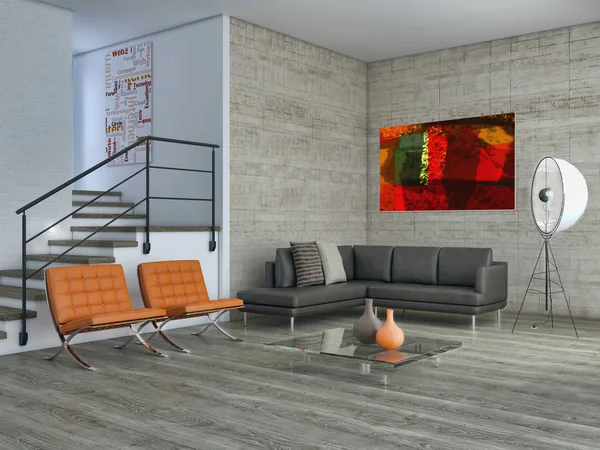 Moderno luminoso interni 3d rendering illustrazione — Foto Stock