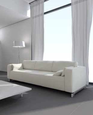 modern parlak iç mekan 3D resimleme