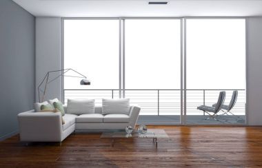 modern parlak iç mekan 3D resimleme