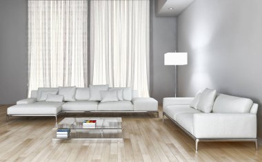 modern parlak iç mekan 3D resimleme