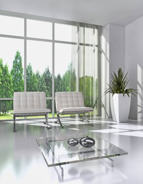 modern parlak iç mekan 3D resimleme