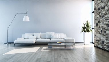 modern parlak iç mekan 3D resimleme