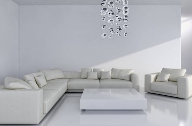 modern parlak iç mekan 3D resimleme