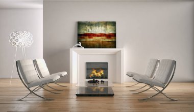 modern parlak iç mekan 3D resimleme