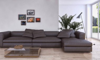 modern parlak iç mekan 3D resimleme