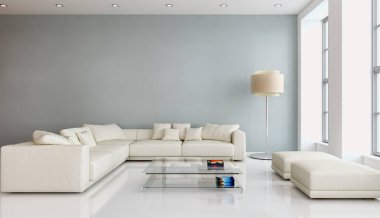 modern parlak iç mekan 3D resimleme