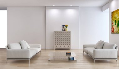 modern parlak iç mekan 3D resimleme