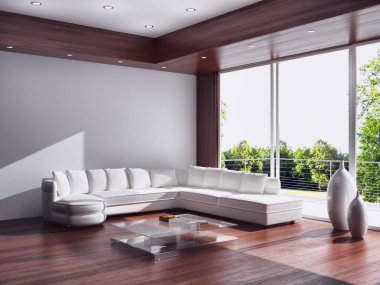 modern parlak iç mekan 3D resimleme