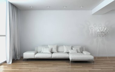 modern parlak iç mekan 3D resimleme