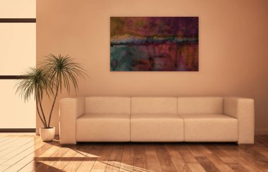 modern parlak iç mekan 3D resimleme