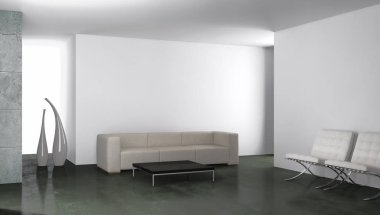 modern parlak iç mekan 3D resimleme