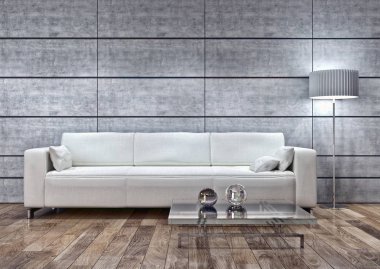 modern parlak iç mekan 3D resimleme