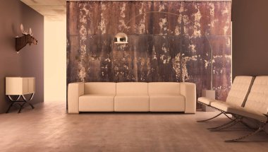 modern parlak iç mekan 3D resimleme